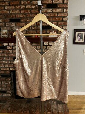 ✨ ASOS Gold Sequin Sleeveless Top Size 14 NWT ✨